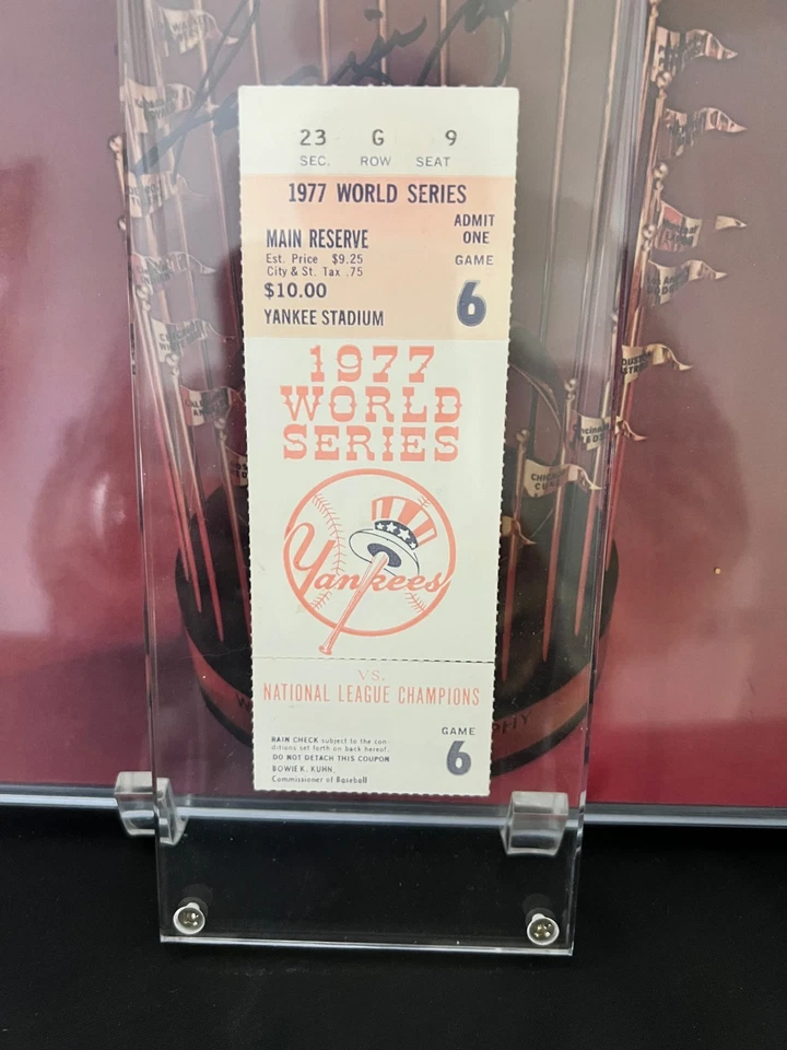 1977 World Series ticket game 6, Reggie Jackson Auto Program /Newspaper - Image 4 of 4