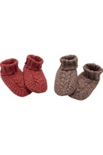 MUK LUKS Women's 2-pack Shea Butter Fold Over Slipper Sock Brown/Rust