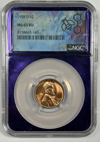 1958-D 1C MS65 RD Lincoln Wheat Penny - NGC  Purple Core - Red Cent - Beautiful