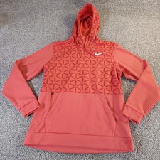 Nike Hoodie Mens M Pullover Sweatshirt Therma Fit Long Sleeve Drawstring Coral