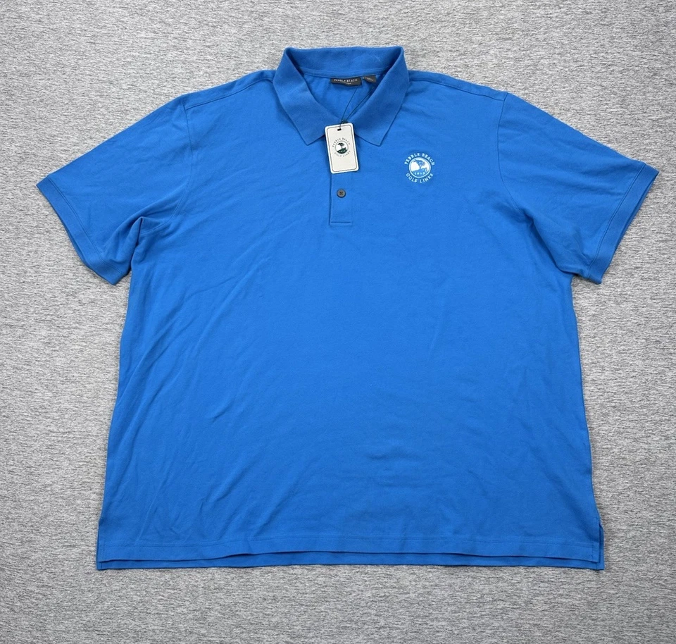 Pebble Beach Golf Links Polo Shirt Mens 2XL Blue Cotton Stretch Short Sleeve - Image 3 of 4