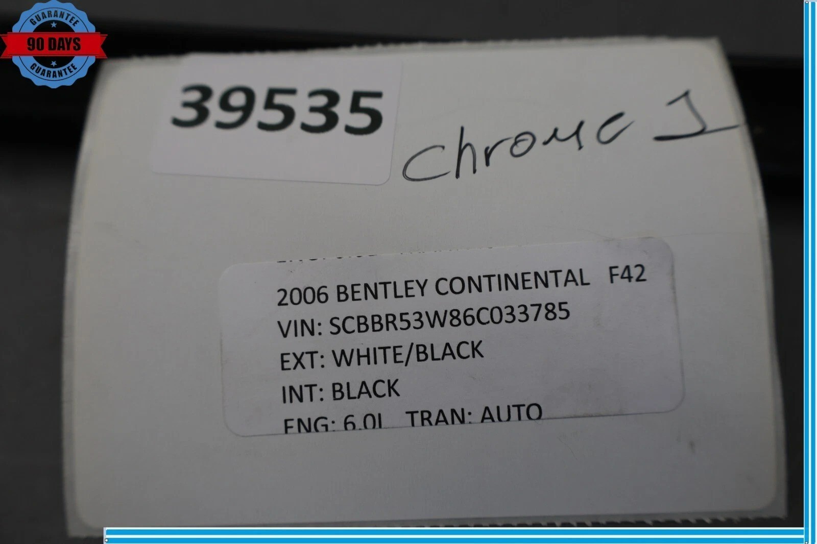 06-12 Bentley Continental Front Left Driver Door Window Chrome Strip Trim OEM