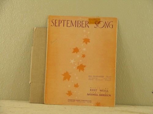 Vintage Sheet Music September Song Kurt Weill Maxwell Anderson 1938 READ