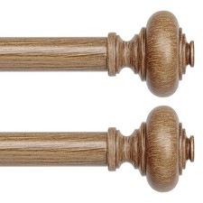 2 Pack Wood Curtain Rods for Windows 48 to 84 Inch, Boho Vintage Decorative 1 In