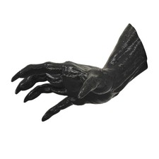Gothic Black Hand Wall Sculpture   Creepy Long Nail Hand Holding Rose   Jewel...