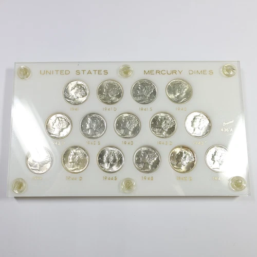 1941-1945 BU Silver War Mercury Dimes 10c US 15 Coin Set #58487P