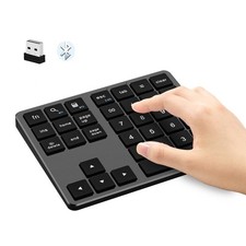 Bluetooth 2.4G Number Pad, Rechargeable Wireless Numeric Keypad, Slim Silen...