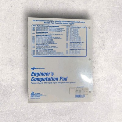 National Computation Pad 5 x 5 Quad Ruling and Unruled 8.5'' x 11'' 100 Sheets