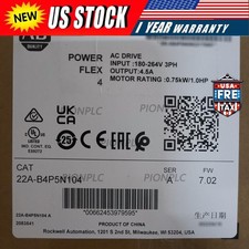 Allen-Bradley 22A-B4P5N104 Sealed PowerFlex 4 240V 3P 1HP AC Drive US Free Tax