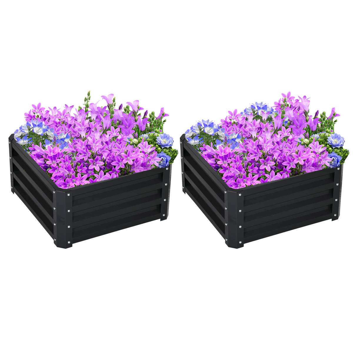 Outsunny Unisex Grey Set Of 2 Raised Garden Bed Galvanised Planter Box Easy Setup In - Image 3