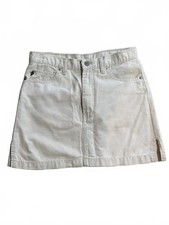 Ralph Lauren Polo Jeans Co Beige 5 Pocket Denim Mini Skirt w Side Slits Size 6
