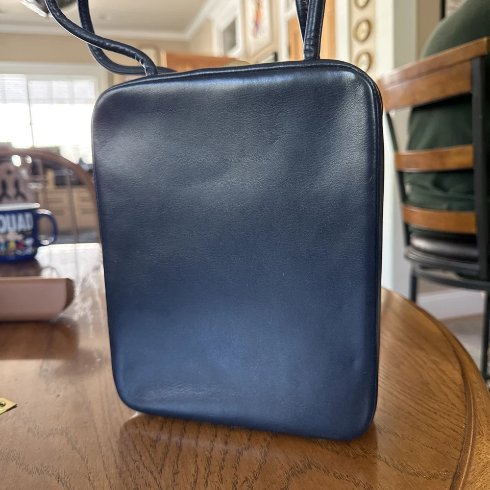 Cartera Pastillero Vintage, Pies, Cuero, Azul Foto 3 de 4