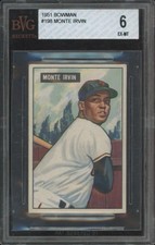 1951 BOWMAN MONTE IRVIN 198 EXMT HOF RC 9 CENTERING BVG 6 NEW YORK GIANTS