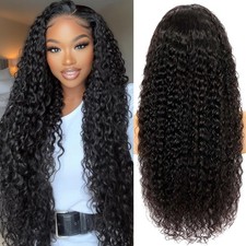 Deep Wave Lace Front Wig 30 Inch Human Hair HD Transparent Glueless