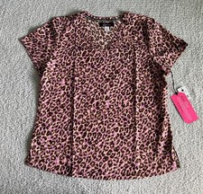 Koi Lite Scrub Top Women  s Large Purple Watercolor Animal Leopard Nursing