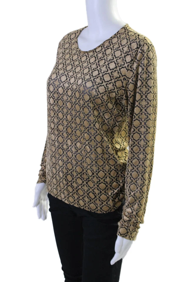 Philosophy di Alberta Ferretti Womens Long Sleeves Blouse Beige Black Size 12 - Image 2 of 4