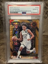 2024 Panini Select - Courtside AJ Johnson #300 Neon Orange Pulsar Prizm /18 (RC)