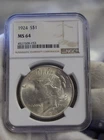 1924 US Peace Silver Dollar $1 NGC MS64