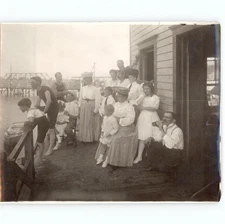 Vintage 1900 Seabright NJ Fishing Community Gathers on Pier Posed Photo