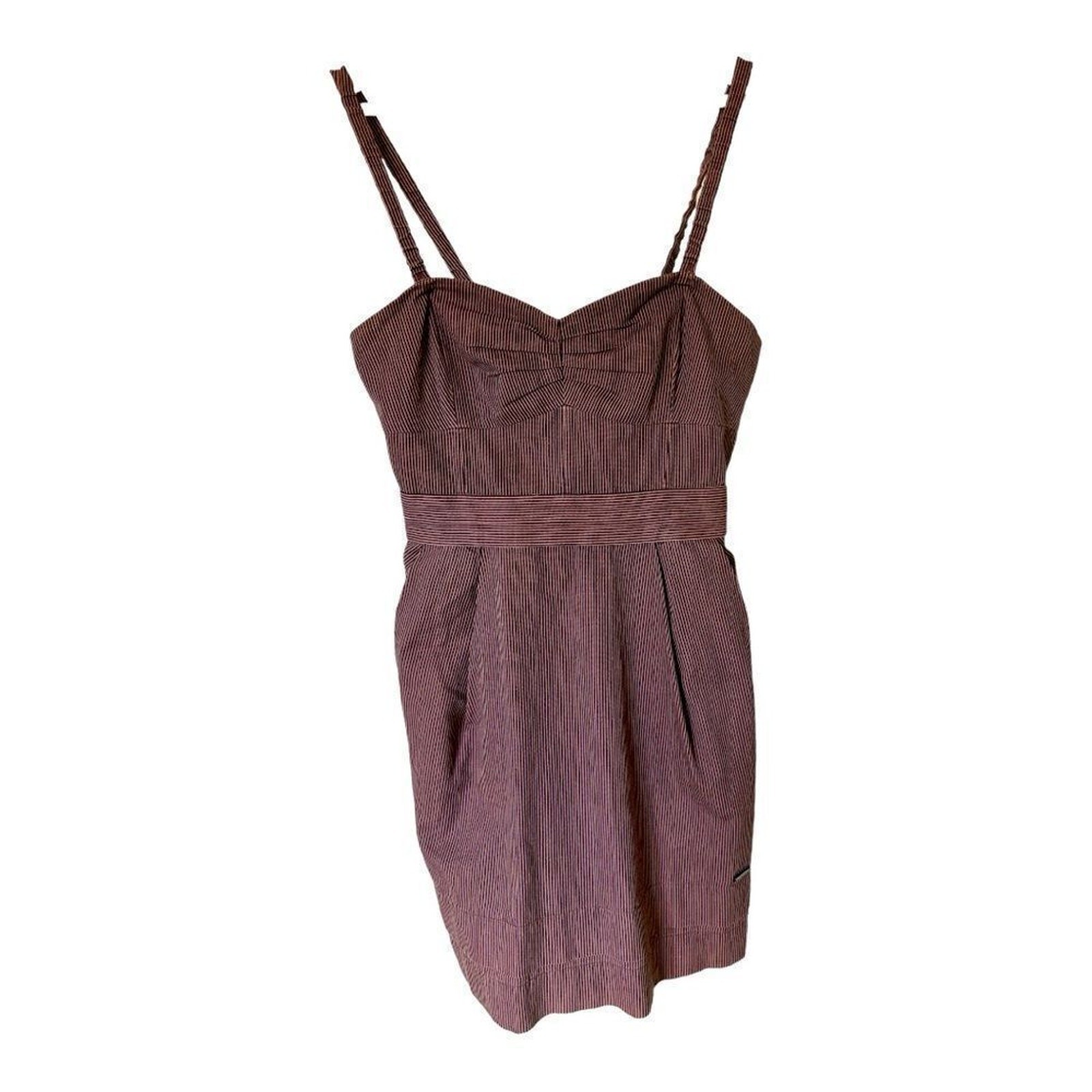 ARITZIA WILFRED Women's Pinstripe Spaghetti Strap Mini Dress Pink/Gray Size 6 image 2