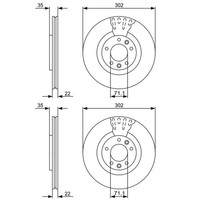2X Bosch Bremsscheiben Ø302Mm Hinten Passend FÜR CitroËN C6