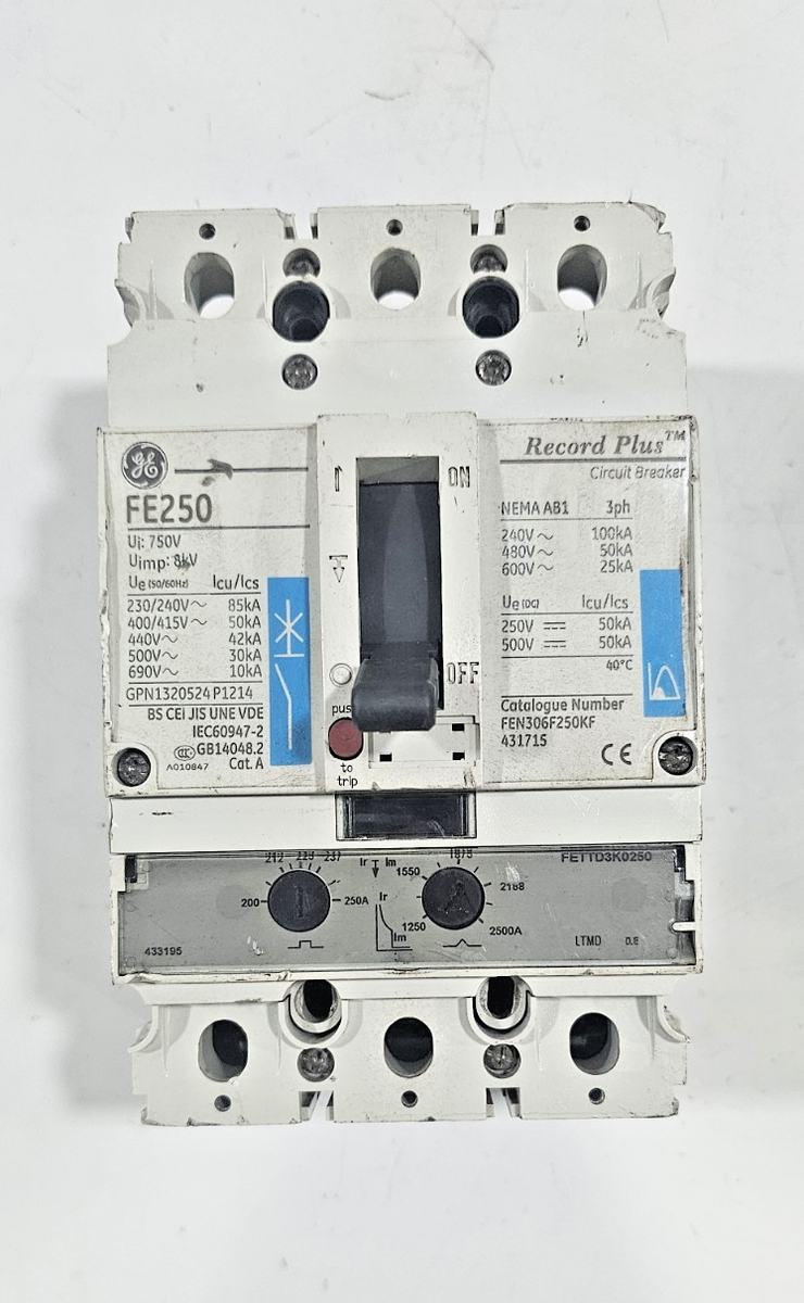 GE Record Plus FE 250 FEN306F250KF FETTD3K0250 Circuit Breaker