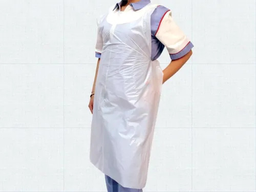 White Disposable Polythene Flat Packed Aprons pack of 100 Nurse Catering