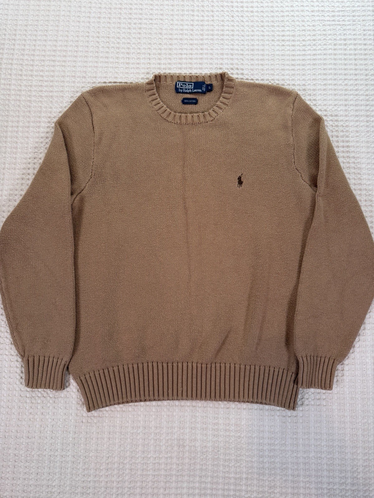 Vintage Polo by Ralph Lauren Cotton Knit Crewneck Sweater Brown Men’s L