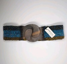 Boho Beaded Belt Womens One Size Multicolor Rosewood Buckle Hippie Festival