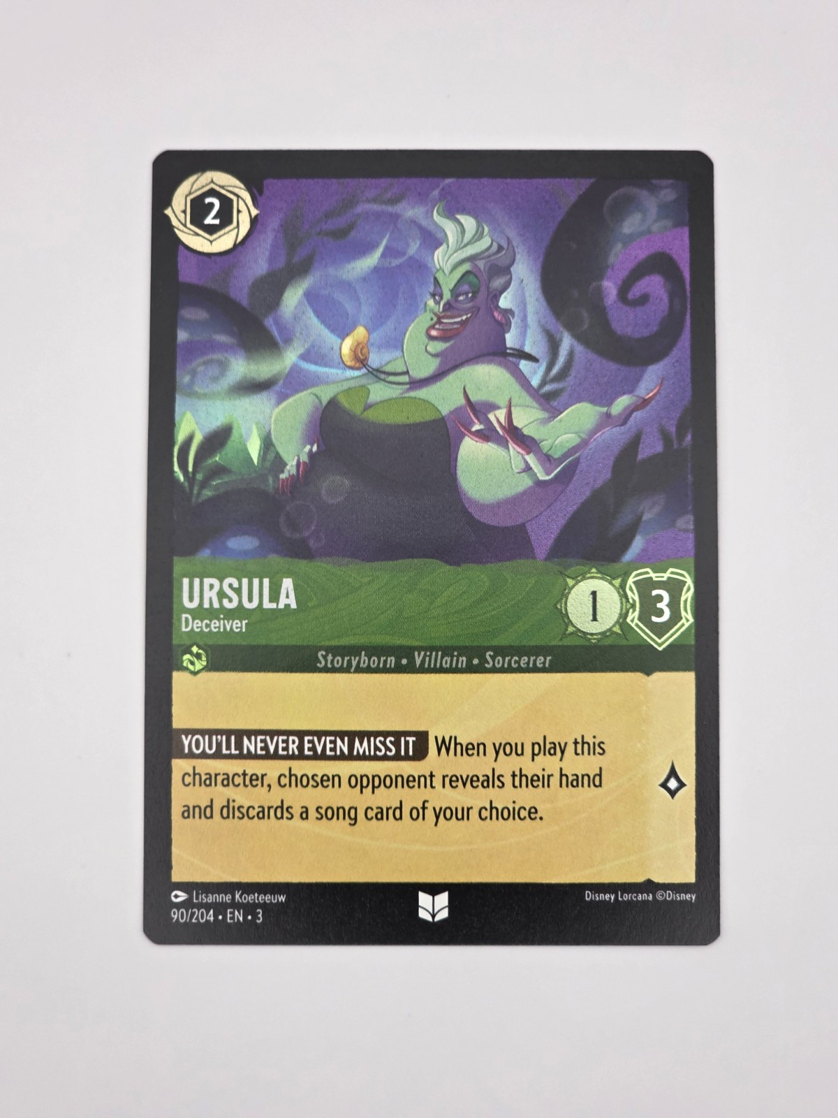 Disney Lorcana Into The Inklands Ursula Deceiver Cold Foil 90/204 Near Mint