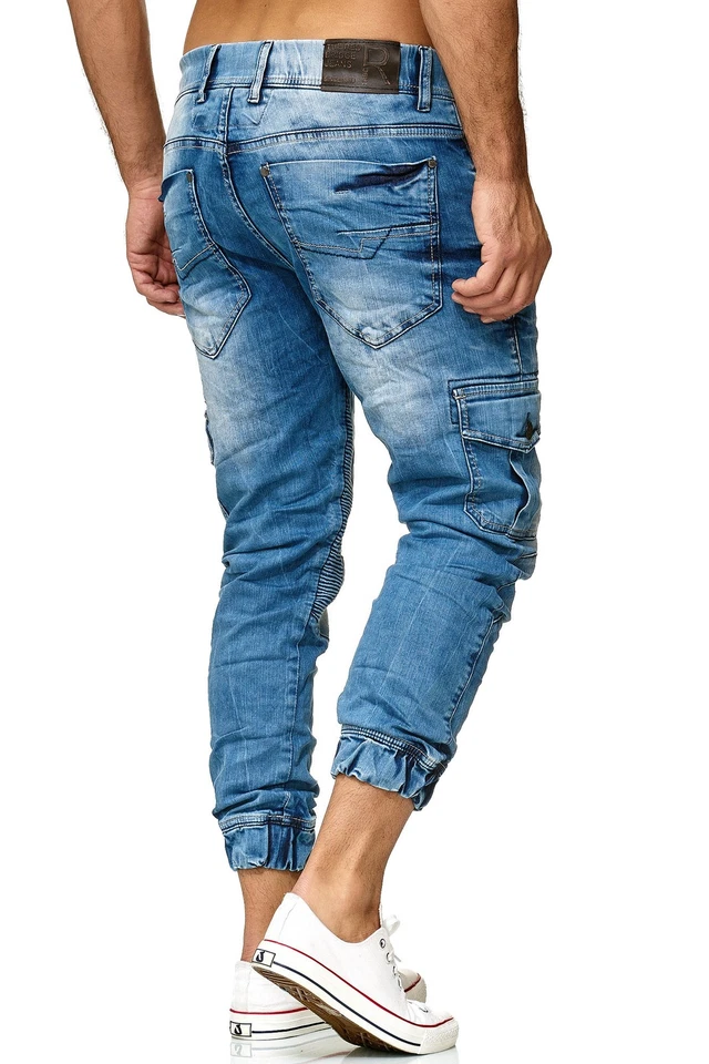 Herren Jogger Jeanshose Cargo Hose Jeans Jogg Denim Pants Freizeithose Biker Neu - Bild 2 von 4