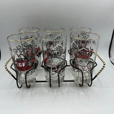 Libbey Stagecoach Tumblers with Carrier, Set of 6