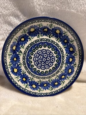 Unique UNIKAT Handmade Polish Pottery Plate 8  Floral Design