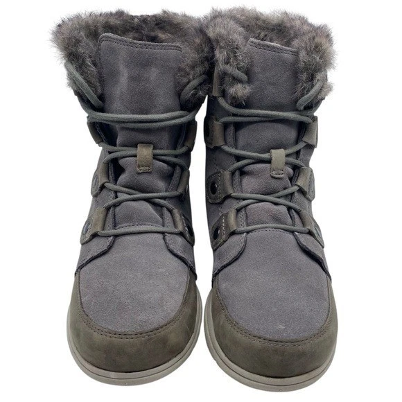 Sorel Womens Shoes Explorer Joan Boots 9 Quarry Gray Leather Waterproof Winter - Image 4 of 4