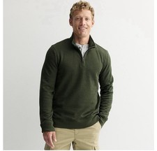 Sonoma Men's 1/4 Zip Sweater Green Pullover Long Sleeve Mockneck Sz Med