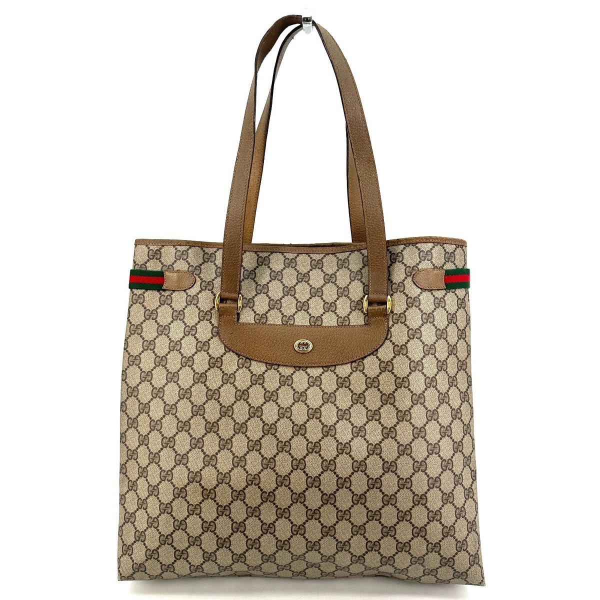 バッグ GUCCI SHERRY LINE GG PATTERN TOTE BAG Vintage GUCCI Sherry Line GG Pattern Tote Bag Handbag PVC Leather