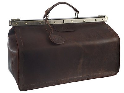 GreenLand Doktortasche Büffelleder Arzttasche Hebammen Vintage XXL Dunkelbraun