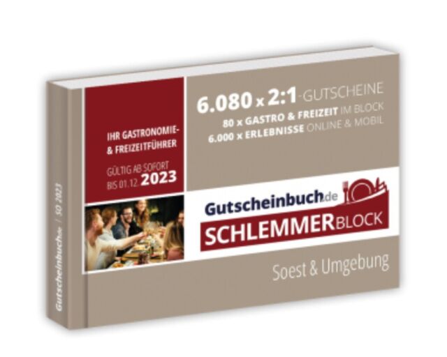 Gutscheinbuch Schlemmerblock 2023 Soest und Umgebung inklusive plus code