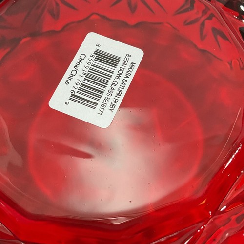 Celebrations by Mikasa Saturn Ruby Ribbon Red Crystal Bowl New Original Box - Picture 4 of 9