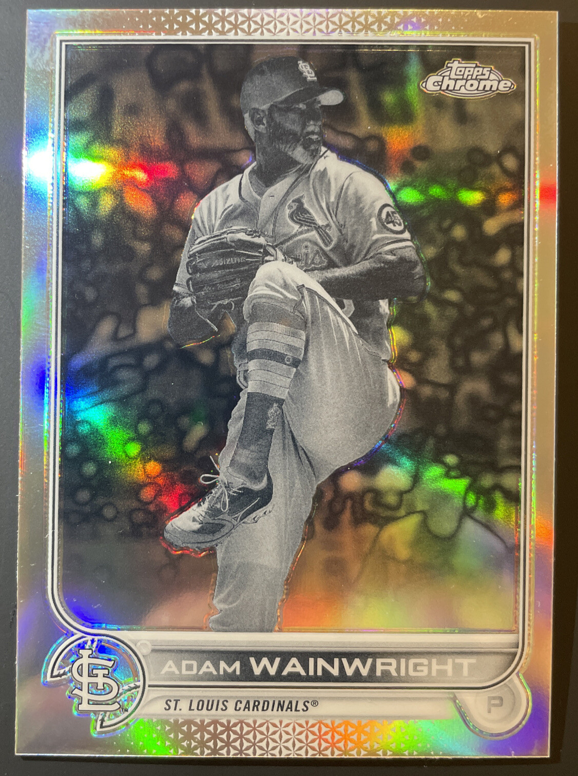 Adam Wainwright 2022 Topps Chrome #52, Negative Refractor, St. Louis Cardinals.