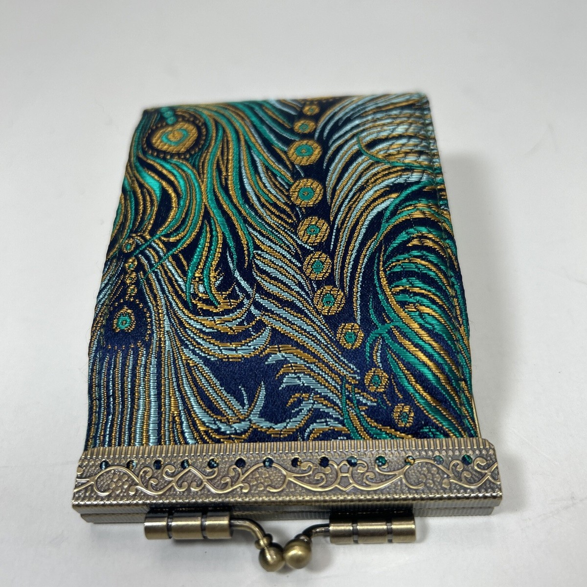 Cathayana Peacock Brocade Card Holder Credit Card Organizer Purse
