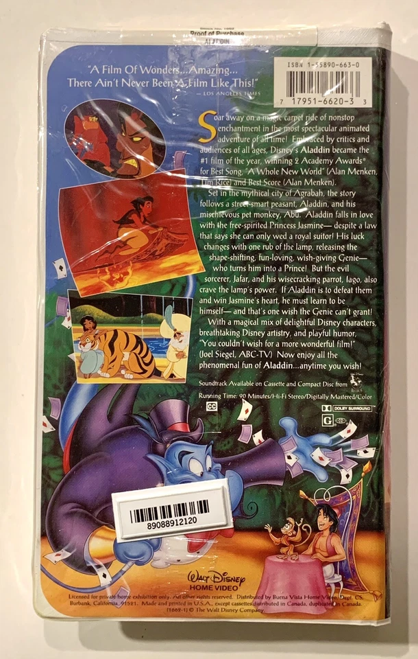 SEALED & UNOPENED: Disney - ALADDIN - Black Diamond - Excellent Condition! - Bild 3 von 4