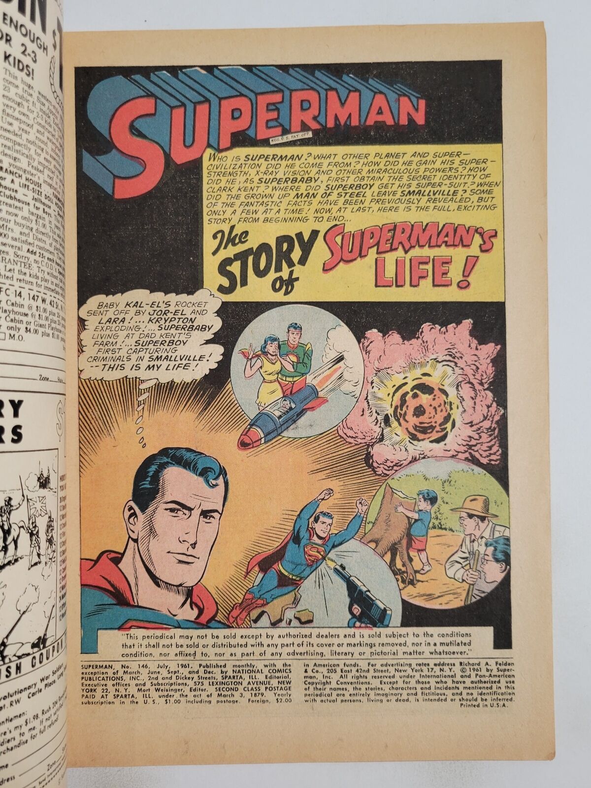 SUPERMAN #146 (G/VG) 1961 "THE STORY of SUPERMAN'S LIFE!" SILVER AGE DC COMICS