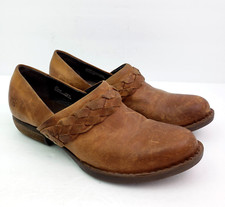 Born Hensley Womens Size 8 Brown Leather Slip On Western Clog Bootie Shoes