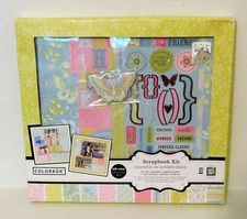 COLORBOK 12" x 12" Scrapbook Photo Album Kit Blue Floral Stickers Paper Die Cuts