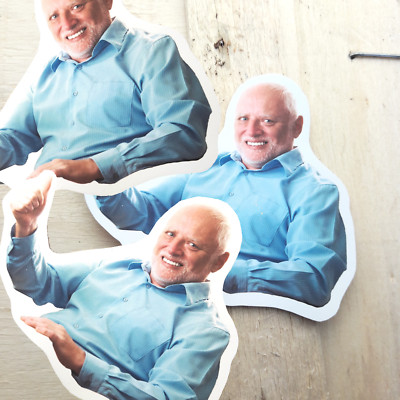 Meme Sticker Hide The Pain Harold - Handmade - Weird Sticker - Set of 3