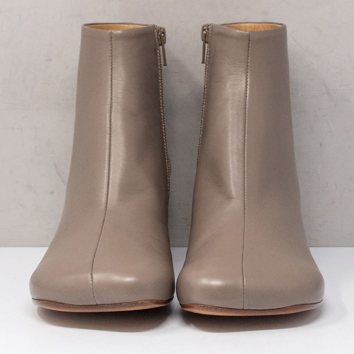 MM6 Maison Margiela Taupe Leather Anatomic Stitch-Out Boots, Size