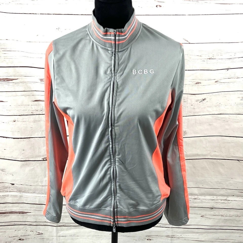 BCBG Maxazria 2 piezas chándal para mujer gris medio chaqueta Y2K cremallera completa vintage Foto 3 de 4