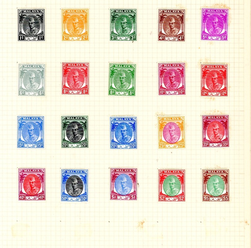 MALAYA (KELANTAN)--Short Set Scott #50-#68 & #70 Mounted on Page