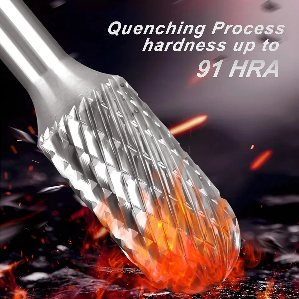 Juego de brocas de vástago amoladora rotativa de acero de tungsteno de doble corte de 1/4"" EE. UU. Foto 4 de 4